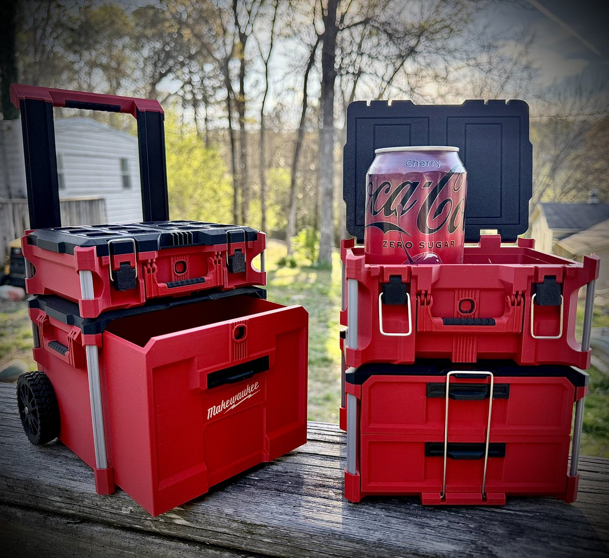 therealxdman's tweet image. When your GI Joes can’t get caught on the job with Ryobi, you flex the Miniature working Milwaukee Packout set from Etsy #tools #milwaukee #men #homedepot #toys