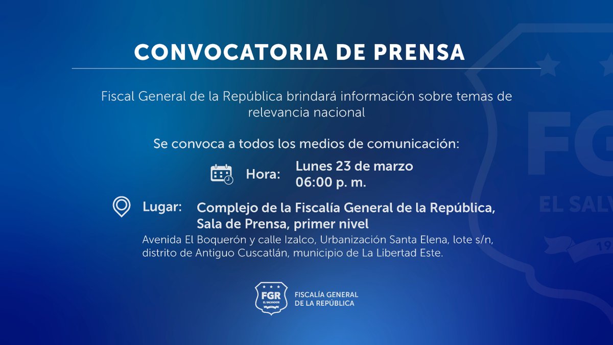 Fiscalía General de la República El Salvador tweet media