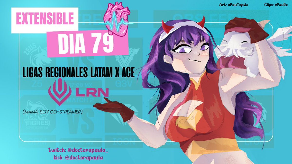 🌷 Día 79 del extensible ˚₊·—̳͟͞͞♡

Ven a ver el watch party del LRN de <a href="/Lolacelatam/">Ligas regionales LATAM x ACE</a> apoyando a <a href="/G3VEsports/">G3V E-sports</a> 💫

🌸 twitch / doctorapaula_
🌸 kick / doctorapaula

── .✦ Enlaces en el primer comentario