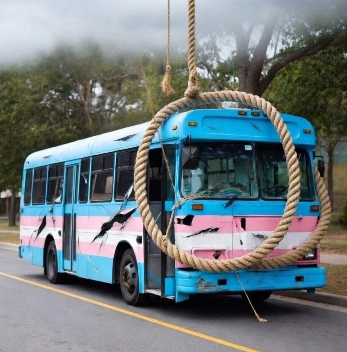 🗞️🚨VAI TER INCLUSÃO!

O governo federal anunciou o lançamento do "Programa de Mobilidade Inclusiva Trans"!

Ônibus dedicados, pintados nas cores da bandeira trans, já equipados com corda no teto para enforcamento e múltiplos cortes na lataria.

Foco principal: transporte escolar