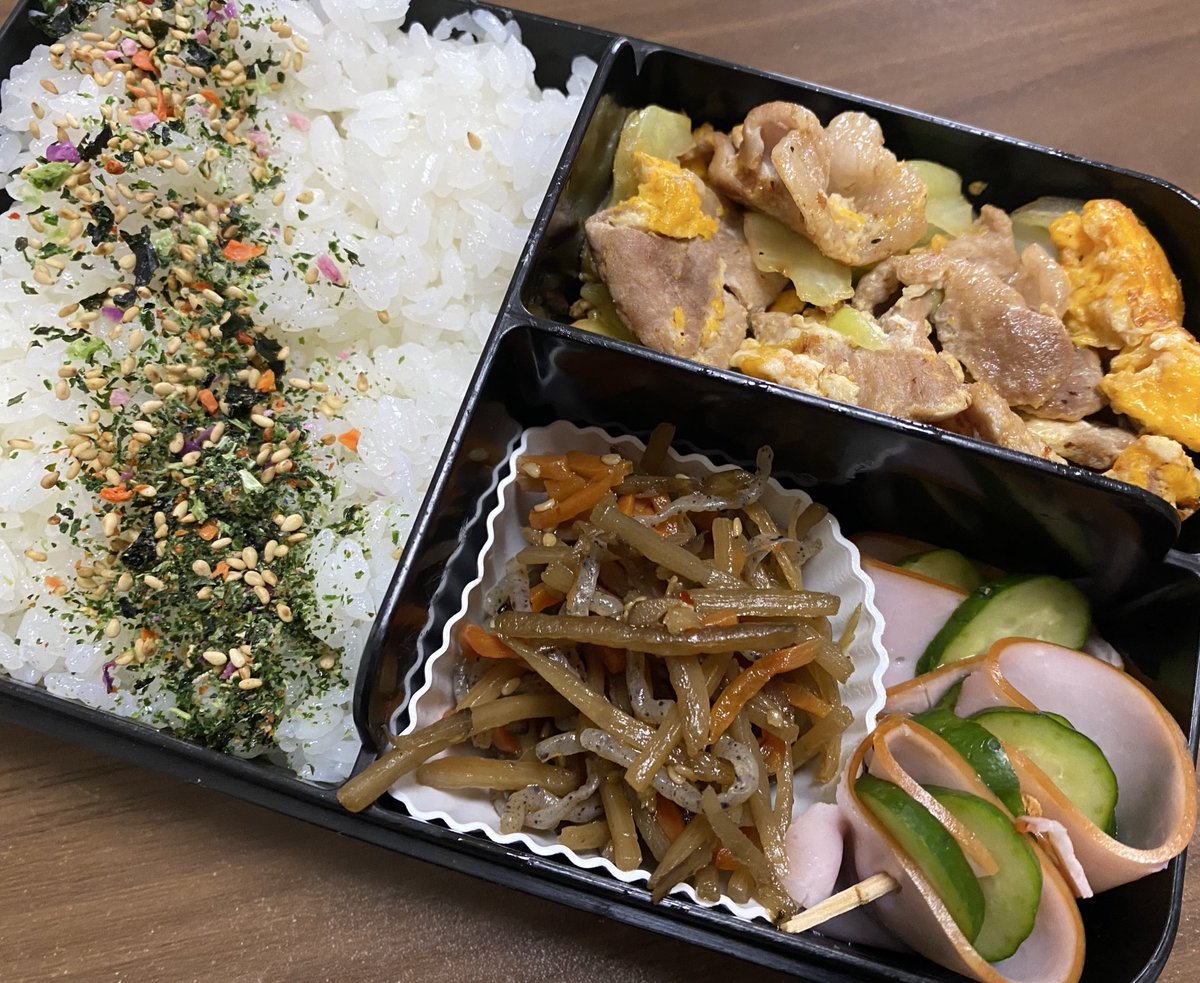 3/24
きんぴらごぼう、ハムキュウ、豚炒め🍱

三男、無事に生後半年を迎えました🎂自分が細かいことは全く気にしなくなったので、ただただ楽しい半年でした🥰
これからも笑顔で楽しく毎日を過ごし、すくすく成長してくれたら本望です🙏🩷

#旦那弁当 #お弁当作り楽しもう部