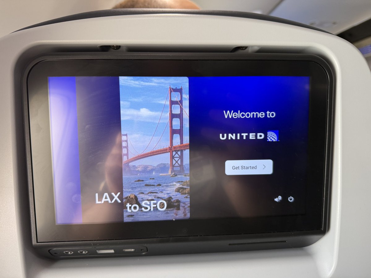 TheForwardCabin's tweet photo. Hello from LAX where I’m on a media flight with @united and @Starlink! We’re about to take off from @flyLAXairport and fly past Santa Barbara, San Louis Obispo and supposedly up to the Golden Gate Bridge in San Francisco before coming back to LAX!

They’ve asked we use Starlink to its full potential, and to log into any Zoom or Teams meetings (which ordinarily would not be allowed). As luck would have it, it’s the Rotary District 7610 monthly AG/President’s call, so here I am onboard a United Airlines flight streamlining a Rotary meeting!

Maybe I’ll stream out the window as we fly up the coast? 😜