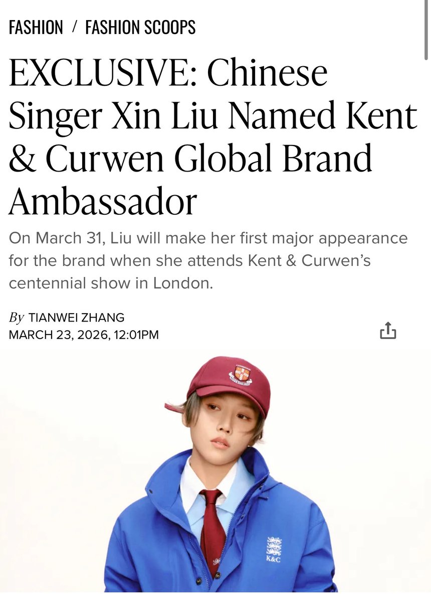 charmika3333's tweet photo. Xin Liu @XinLiulyx0420 and Kent &amp; Curwen @KENTANDCURWEN as Global Brand Ambassador partnership — love to see it. Looking forward to more ✨#XinLiuKentAndCurwenGlobalAmbassador https://t.co/VGP2QkBJwV