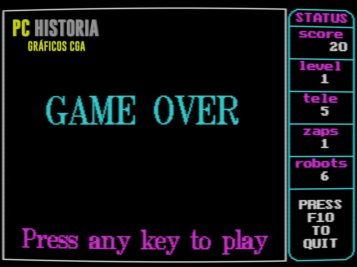 PC__Historia's tweet image. Autobots (L. Scott Emmons, 1989) es puro ingenio arcade minimalista para #PC #DOS: tú eres el imán y los robots vienen a por ti sin descanso. ¿La clave? Hacer que choquen entre ellos y limpiar la pantalla sin que te atrapen. Teleports, explosiones y estrategia en cada turno.