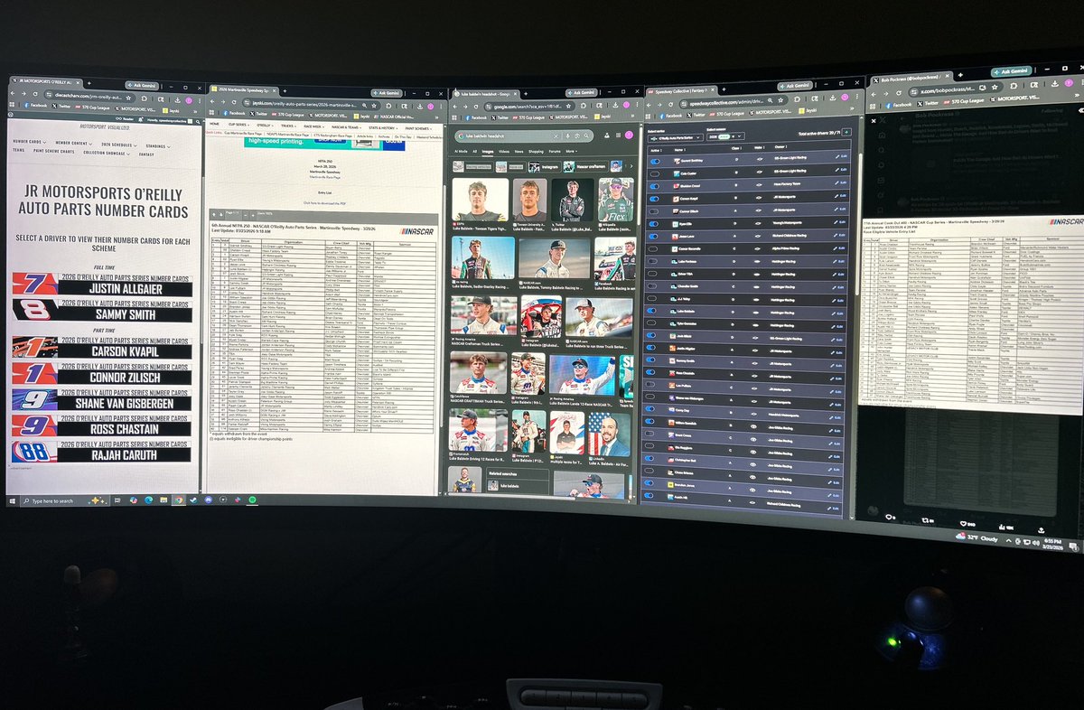 What my computer screen looks like on a typical Monday night. AKA - updating all the dates, laps, driver entries, times, paint schemes, pictures, etc. ✅

#NASCAR #FantasyNASCAR #SpeedwayCollective