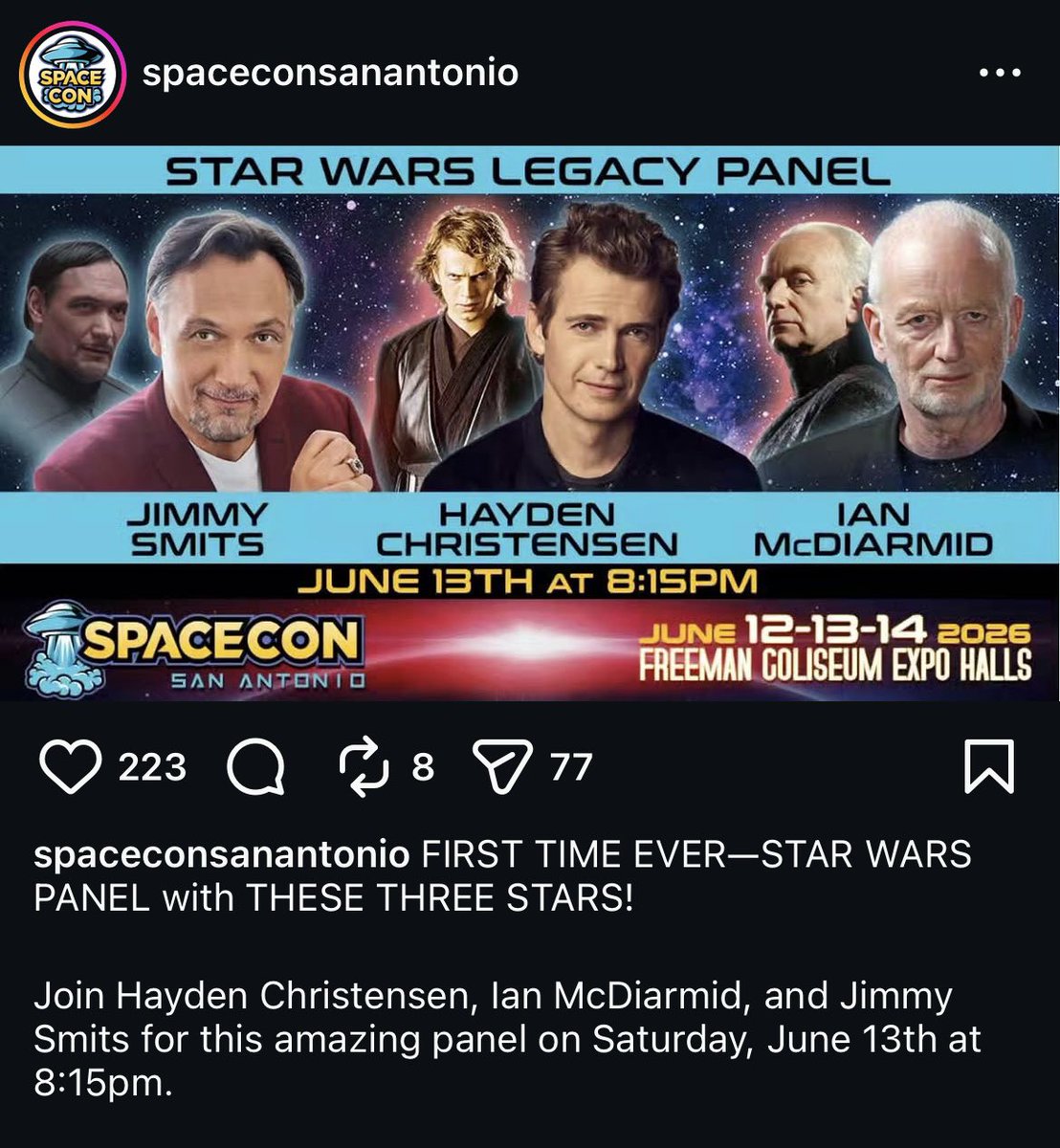 Sango5D's tweet photo. 6月のSPACECON San Antonio
ヘイデンとイアンさんとジミーさんの3人でパネルやるらしい！！すごすぎる！！

ライブ配信してほしい🙏 https://t.co/Hgsev1wd6L