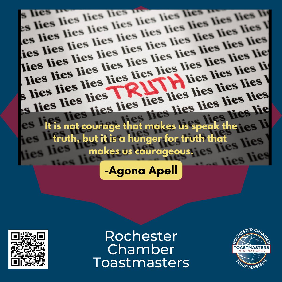 ChamberTmasters's tweet photo. Monday Motivational - May you move courageously forward this week #Toastmasters #roch_mn #rochester_mn #rochestermn #publicspeaking #leadership #mentoring #neighborshare #neighborstory #toastmastersinternational #courage #truth https://t.co/weiDNLCMNq