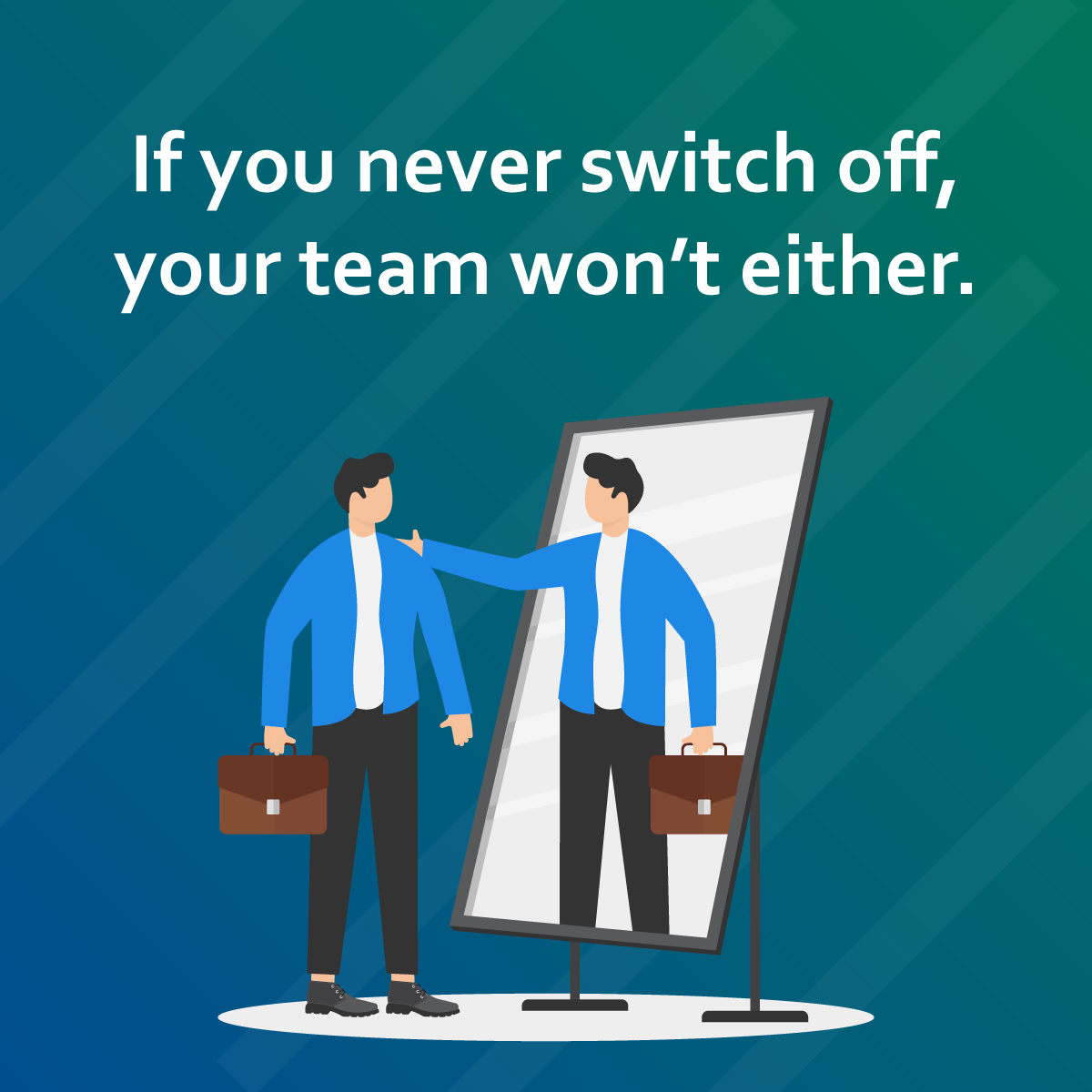 ProLeaders2016's tweet photo. Trainer Tip: Leaders set the pace. If you never switch off, your team won’t either. 
#LeadershipHabits https://t.co/T7D5FA9uiB