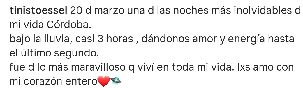 los q estuvimos ahí sabemos lo mágico e inolvidable q fue ese show mientras el cielo se caía de la lluvia 🚬