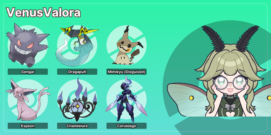 VenusValora's tweet photo. HERE IS MY TEAM! I love ghost pokemon 👻👻 https://t.co/tpq7RFokdr