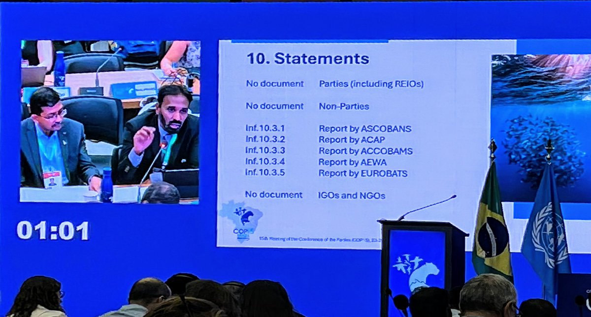 EnvironmentPib's tweet image. At ongoing #COP15 of Convention on Migratory Species (#CMS), India highlighted its commitment in securing migratory species &amp;amp; specifically stated the current stage of establishment of the Central Asian Flyway Initiative. 
@byadavbjp

🗓️March 22 to 29 
📍Campo Grande, Brazil