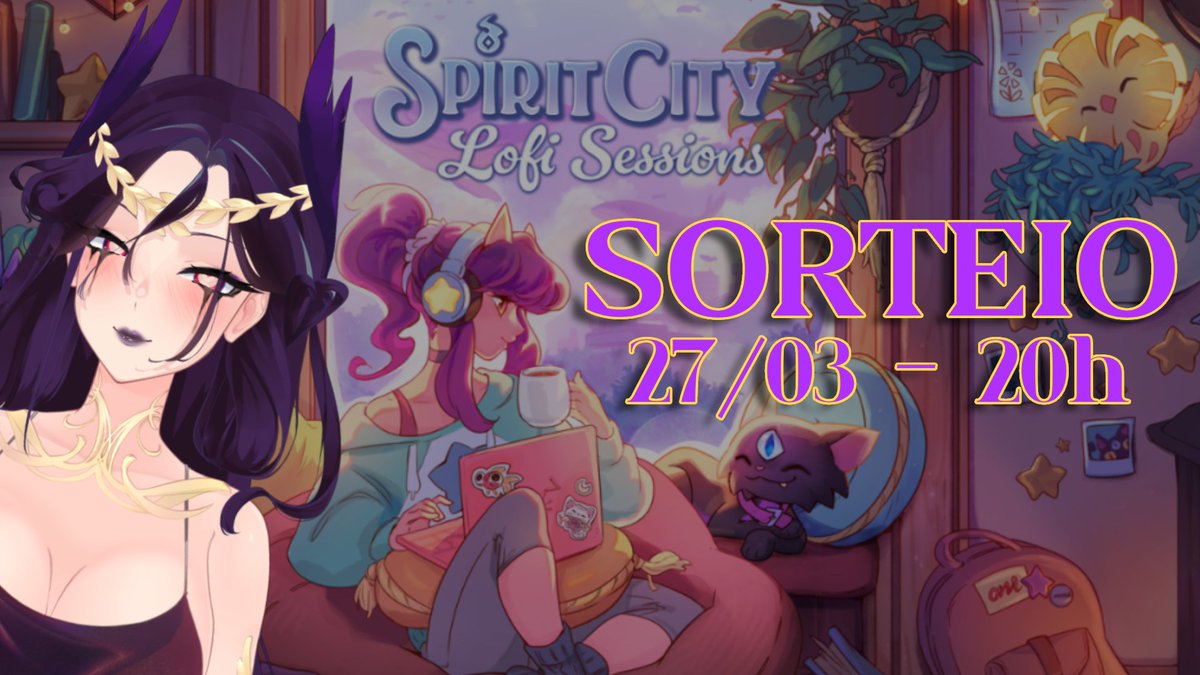 🌿SORTEIO do jogo base de Spirit City: Lofi Sessions em comemoração ao lançamento da nova DLC!

Ótimo jogo para estudar, desenhar e relaxar 💜!

📅Data: 27/03 - 20h
 
📜Regras:
- Siga <a href="/DeusaCelestte/">Celestte 🏛️ AURA Force</a> 
- Siga <a href="/SpiritCityLofi/">Spirit City: Lofi Sessions - PC/MacOS</a>
- Curta e Comente 
- Marque um amigo
- RT (opcional)