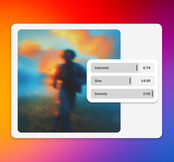 _javierivero's tweet image. Create a filter with colored ASCII grid filter, '@' character mosaic, glowing typography, digital impressionism, teal and amber color mapping