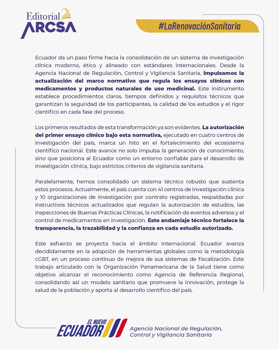 Arcsa Ecuador tweet media