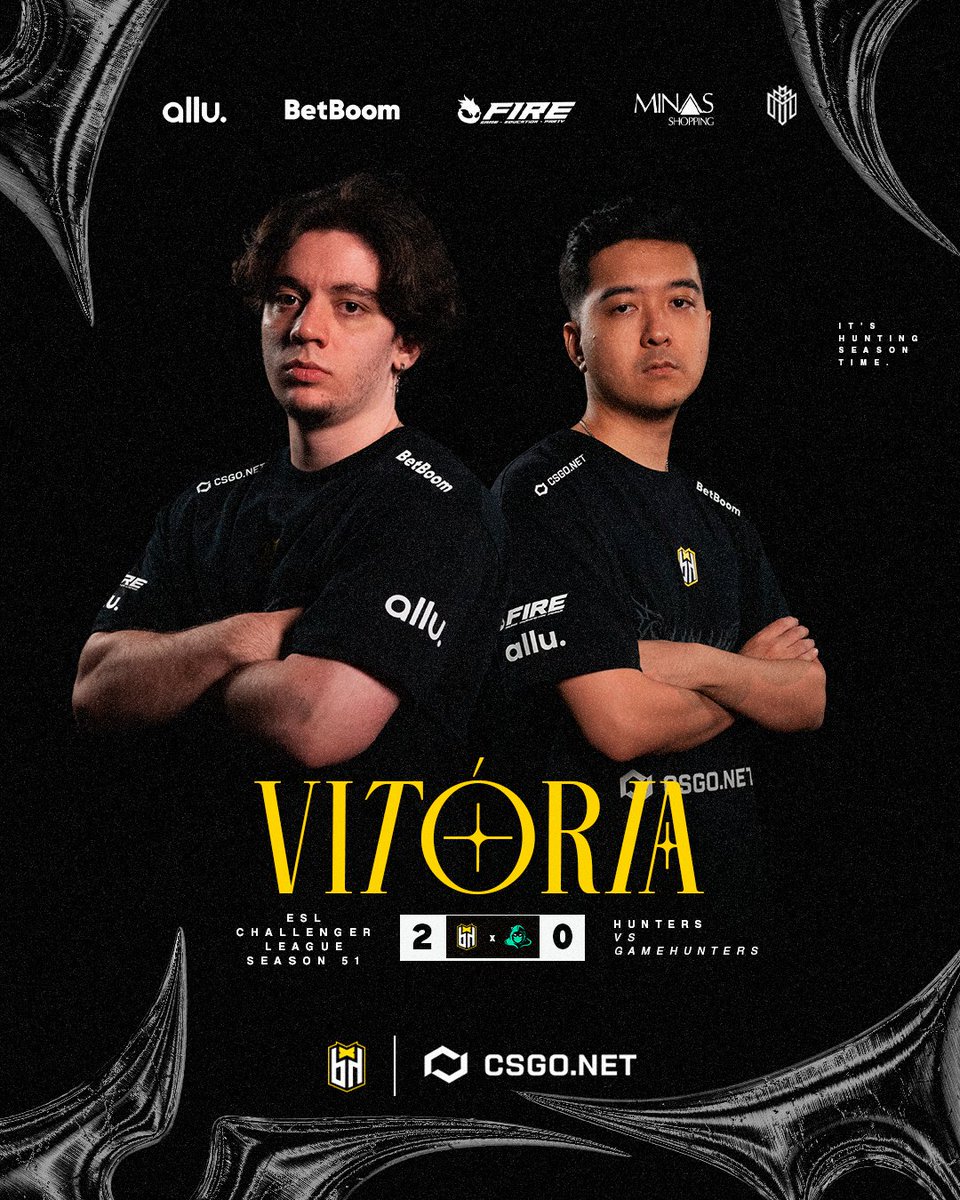 bhbountyhunters's tweet photo. DO JEITO QUE A GENTE GOSTA, ONLY VITÓRIAS!
GGWP 2x0 vs @GameHuntersCS2 e seguimos firmes na ESL!
Obrigada pela torcida, meus caçadores! Bora que é só o começo da semana 🔥🔥
#BHCS2 #GoBH #HuntTheGlory 🖤💛 https://t.co/AMbSLpDu0G