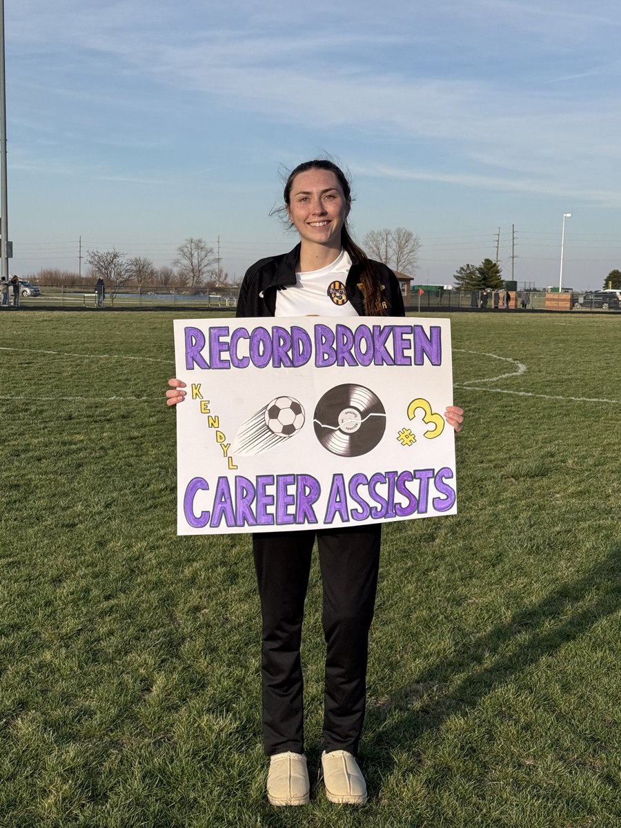 DavidMirabile's tweet photo. School record broken tonight!  So proud of you @kendylm31! 71 and counting…keep ‘em coming! 💜💛⚽️ https://t.co/ZC6FJURv4U