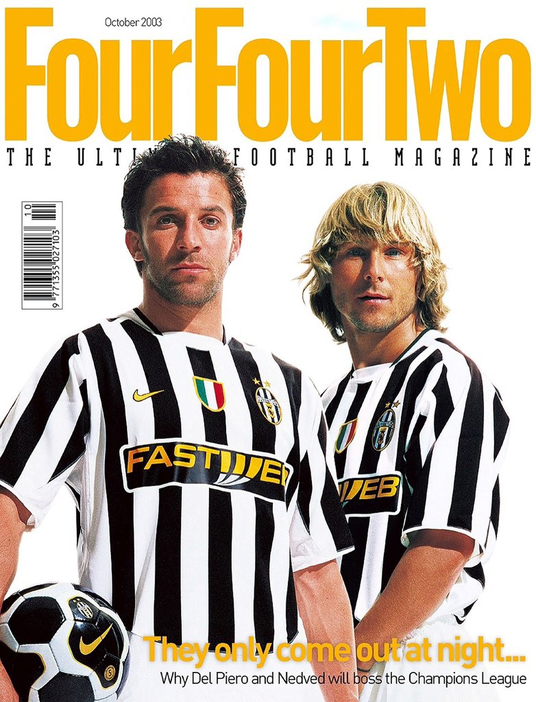 📸 Throwback saat Alessandro Del Piero jadi bintang sampul majalah <a href="/FourFourTwo/">FourFourTwo</a> bersama Pavel Nedvěd pada Oktober 2003

“They only come out at night... Why Del Piero and Nedvěd will boss the Champions League”  
(meskipun akhirnya Juve kalah di final melawan Milan via adu penalti)