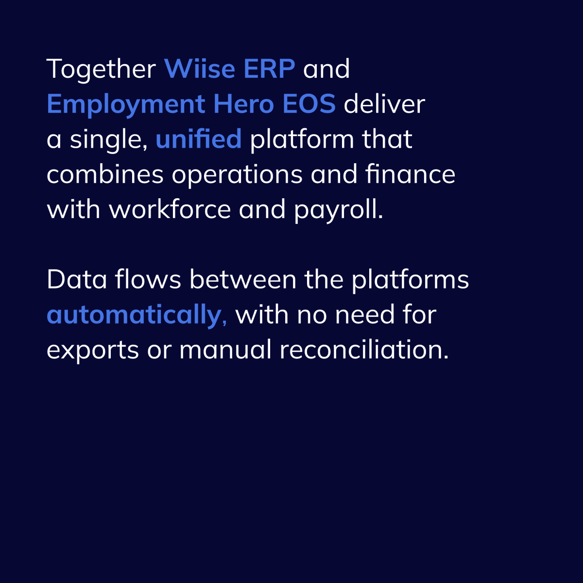 wiiseaus's tweet photo. We're excited to announce our integration with Employment Hero's Employment Operating System (EOS)! Together, Wiise + EOS provide a complete operating core, uniting finance, operations and people.

➡️ Learn more about how the integration works at https://t.co/6PC1zqUewk https://t.co/Jv7Xa6DrMY