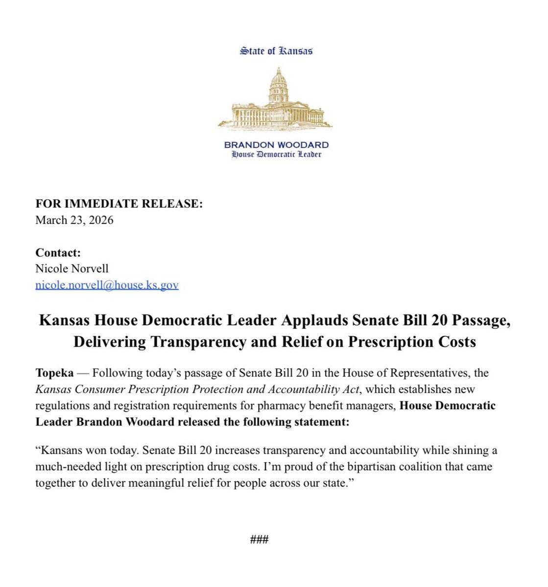 Kansas House Democrats tweet media