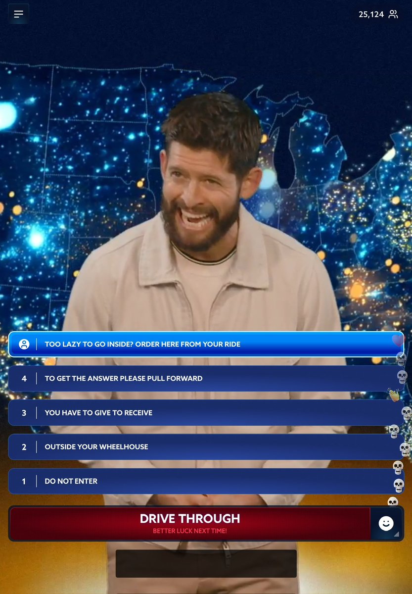 dyale50's tweet photo. I know I still didn’t win, but how on earth is this a typo? Drive THRU?! #BestGuessLive https://t.co/voEagvifRQ