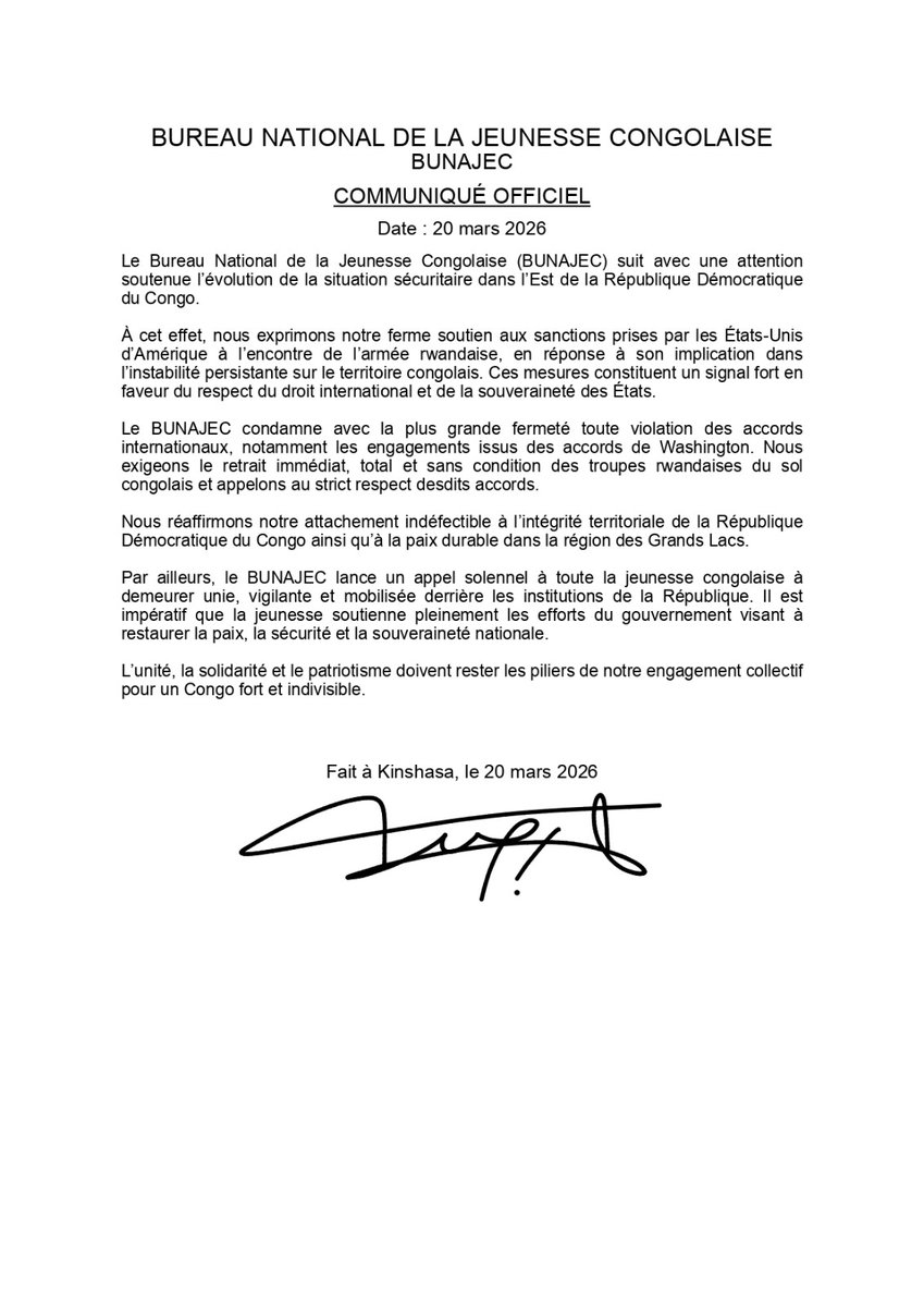 BUREAU NATIONAL DE LA JEUNESSE CONGOLAISE tweet media
