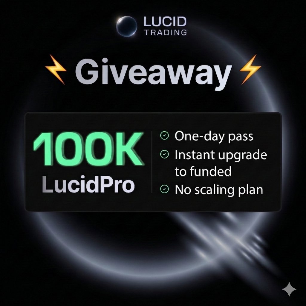 ⚡️ Giveaway: Lucid Pro Account ⚡️

To celebrate we’re giving away 2× $100K Lucid Pro accounts.

How to enter: (All Task Required)
1. Follow - <a href="/lilytrades_01/">Max Trader</a> <a href="/MercY_Trades/">MercY 💫</a>
2. Like, comment &amp; retweet this post

Also Follow - <a href="/TradewithKrishu/">Liquidity 💫</a>

Winner will be announced In 72