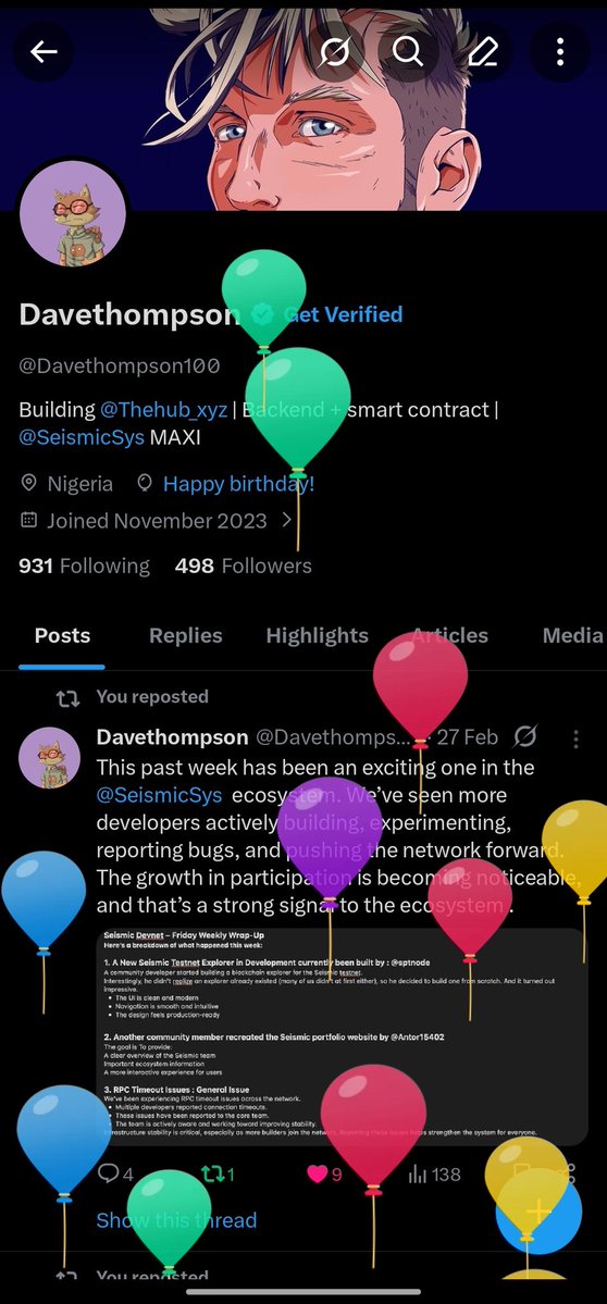 X Gave me Ballons today
Happy birthday to me 🥰❤️🔥