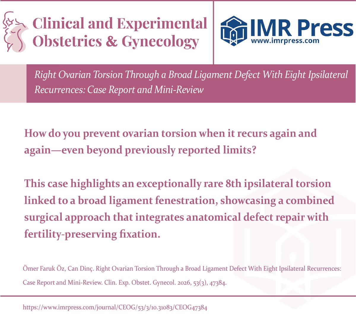 Clinical and Experimental Obstetrics & Gynecology tweet media