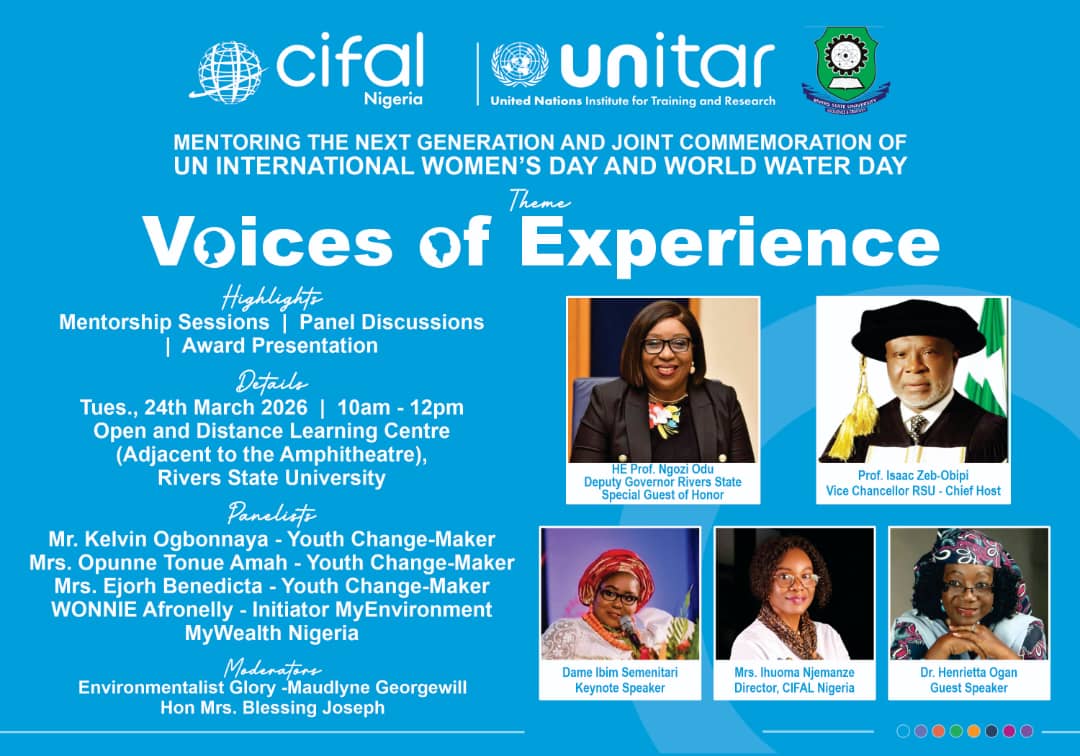 Our Initiator <a href="/WONNEafronelly/">#TheVERDANT</a> is a panelist on VOICES OF EXPERIENCE MENTORING THE NEXT GENERATION - a joint celebration of #WomensDay &amp; #WorldWaterDay in Nigeria

Join the Conversations with <a href="/CIFAL_/">CIFAL</a> <a href="/UNITAR/">UNITAR</a> <a href="/RiversStateUni/">Rivers State University_Port Harcourt</a> let's shape the world positively! 
# #TheECOpledge #altın
