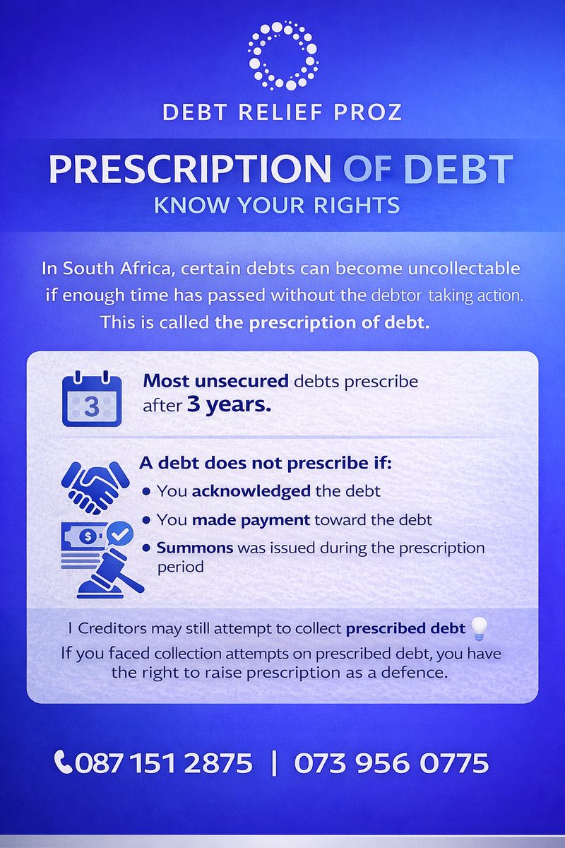 Debtreliefproz's tweet photo. KNOW YOUR RIGHTS!!

Stay informed, stay protected.

Knowing your rights matters more than you think!!

#PrescriptionAct #ConsumerRights #DebtReliefProz https://t.co/NSrVqKurKI