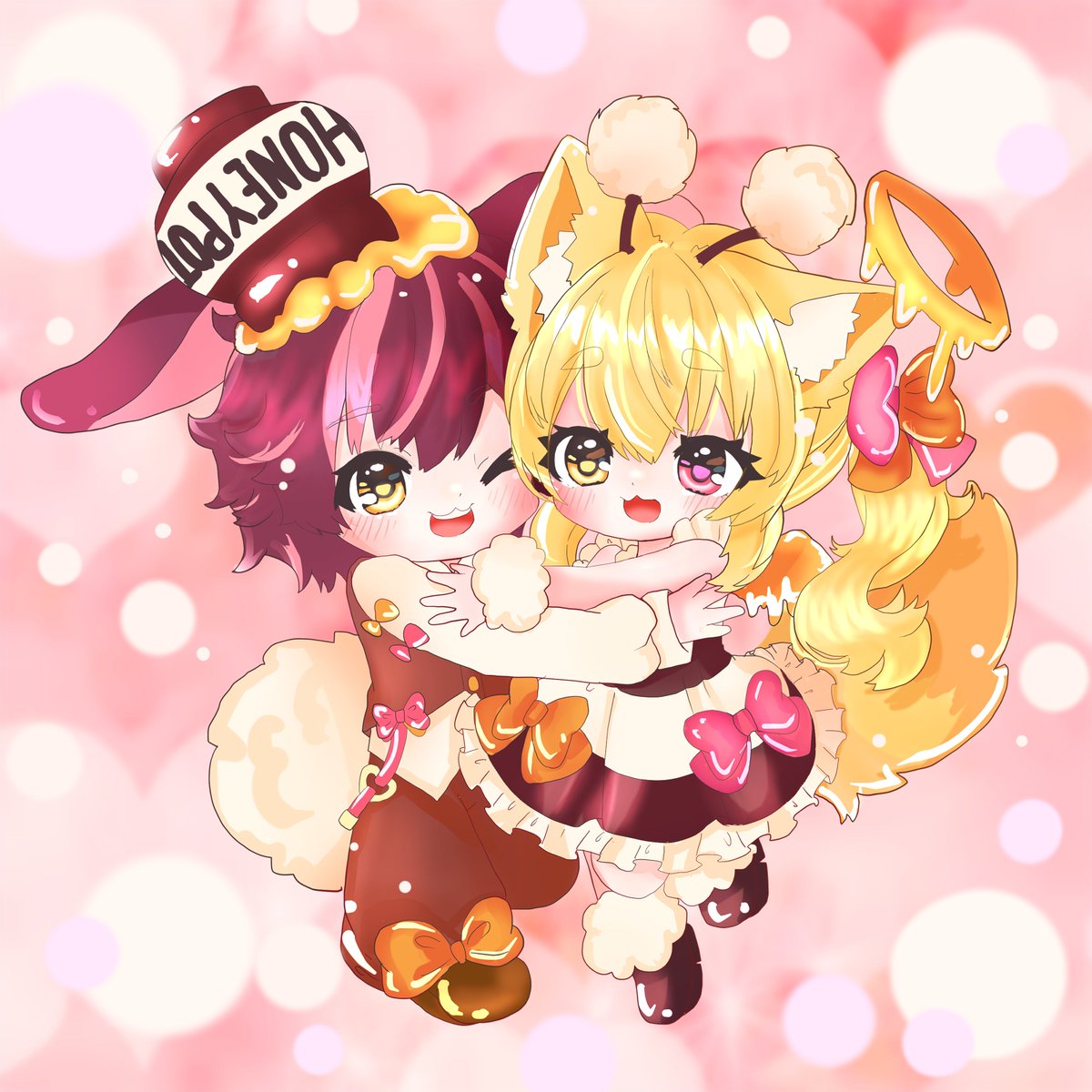 うちの可愛い蜂蜜の妖精🐝🍯✨

🐰はちうさくん
🐱にょろたん

の擬人化Verにょろ(*´▽`🫶🏻)💕

ぎゅってしてるのがお気に入り🐾

#お絵描き #オリジナル #ケモ耳
