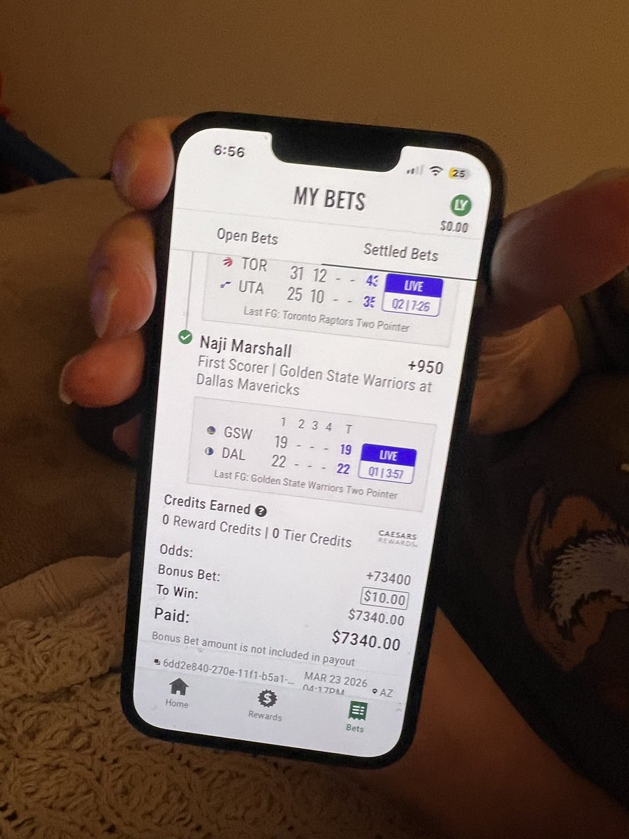 kdotmarshall's tweet image. my grandma just asked me if she won….. HOLY SHIT @CaesarsSports FIRST BASKET CASH  #NBABETTING #firstbasket