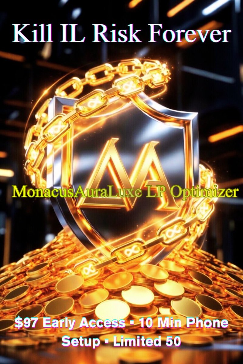 kamueru's tweet photo. Yohei yamamoto @kamueru

Real backtests inside MonacusAuraLuxe LP Optimizer:

→ IL slashed hard  
→ Fees stacking daily  

Phone-only setup. No code needed.

Early Access still $97 (only 50 spots total)

See the numbers → https://t.co/cXCcJdeUZ9

Grab it → https://t.co/O9ZrwhL7fK

#DeFi #Arbitrum #Python #LPoptimization