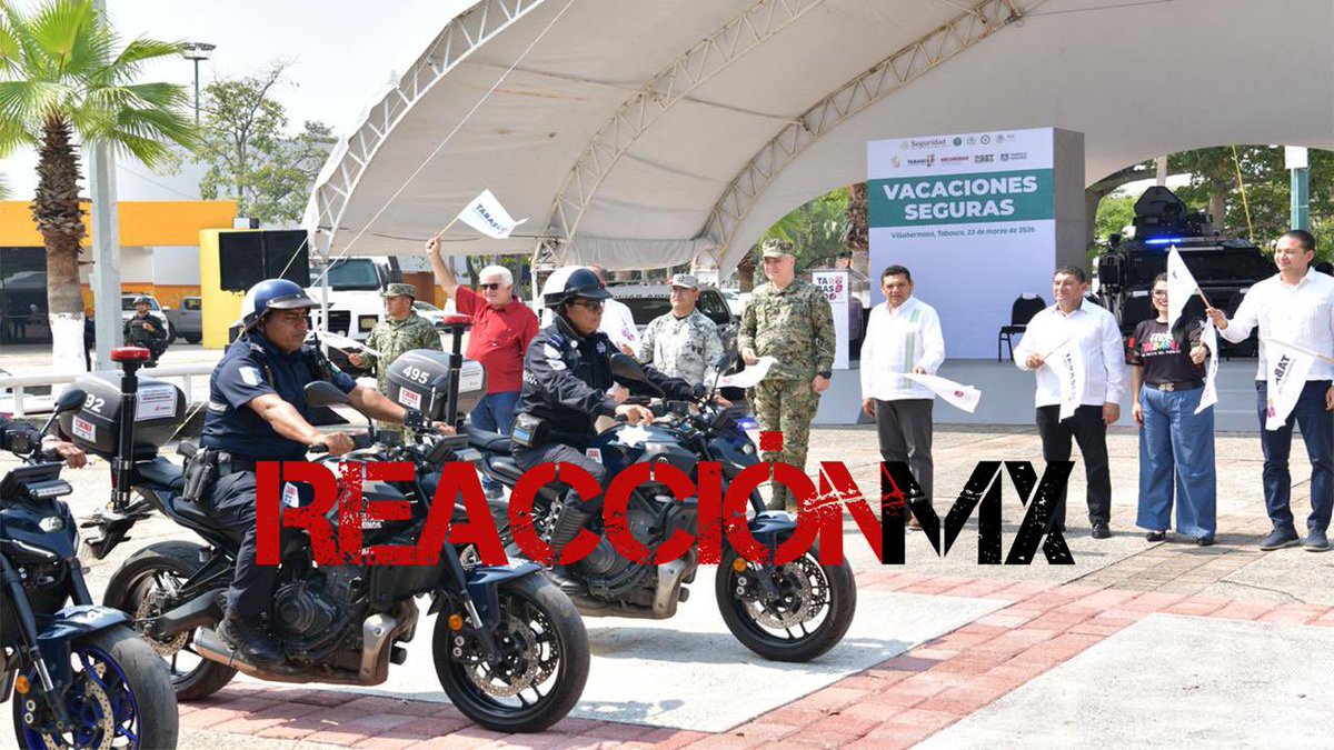 Reaccionnmx's tweet photo. Inicia operativo Semana Santa 2026 en Tabasco más de 2700 elementos participarán en salvaguardar la integridad de los vacacionistas. 
YouTube 👉https://t.co/ZX88pDltBe
Facebook 👉https://t.co/UBCBss00f2 https://t.co/pKfSXS82m0