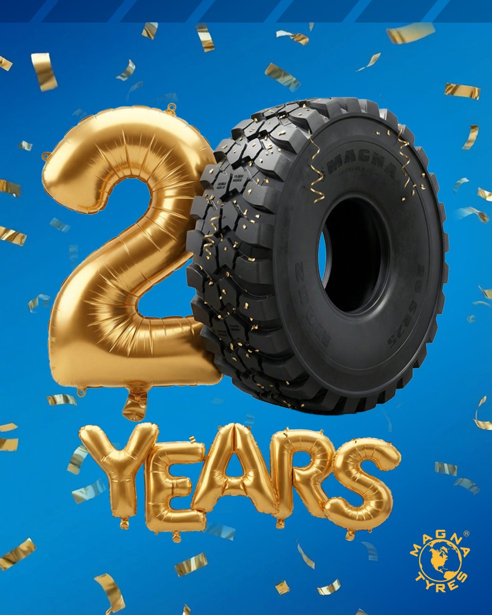 Traction_News's tweet image. Magna Tyres marks its 20th anniversary, celebrating two decades of global growth, innovation, and leadership in the OTR tyre industry.

Read more here: tractionnews.com/magna-tyres-ce…

#MagnaTyres #OTRTires #TireIndustry #OffTheRoadTires #IndustrialTires #MiningTires #ConstructionTires