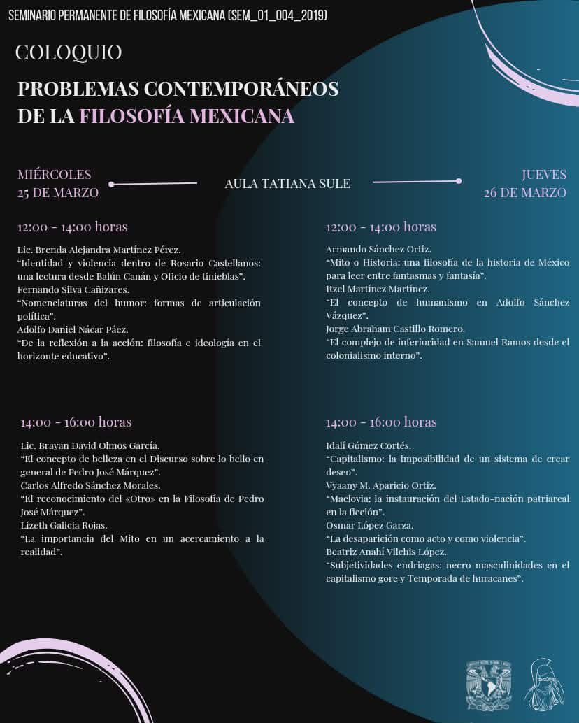 filmexunam's tweet photo. 📣 ¡Aparta las fechas!
Acompáñanos los días 25 y 26 de abril en nuestro coloquio
Problemas contemporáneos de la Filosofía Mexicana
📍La cita es en el Aula Tatiana Sule Fernández de @filos_unam de 12-18 h.
Consulta el programa completo ⬇️
#SPFM https://t.co/LZEuwEHb4v