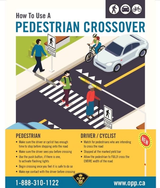 ConteLawyers's tweet photo. “The #spring season upon us, more pedestrians will be out. #UOVOPP would like to remind drivers to yield to pedestrians at crosswalks &amp; crossovers.  Pedestrian crossovers are identified with specific signs, road markings &amp; lights. At crossovers, drivers must yield. 
Via @OPP_ER” https://t.co/ztvxUrg9pm
