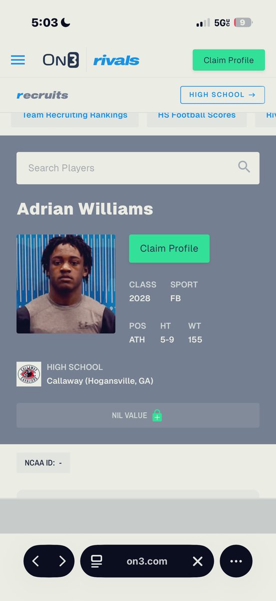 Adrian Williams 2028 QB tweet media