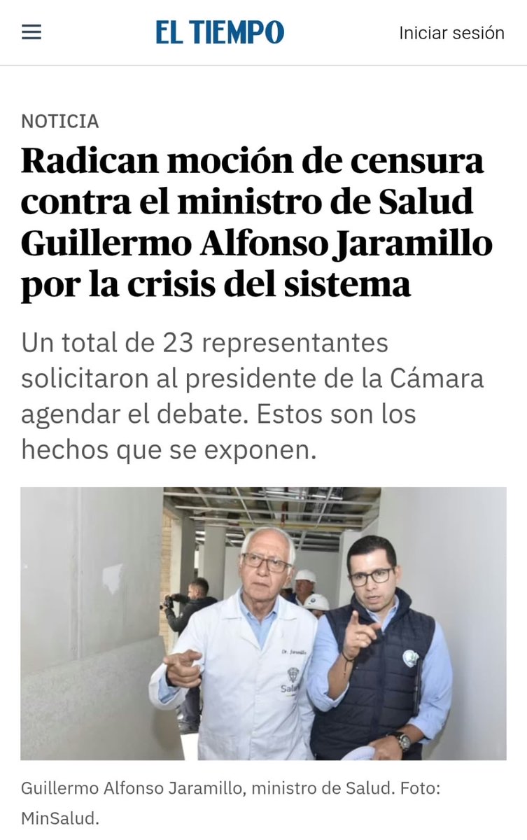 Apoyo total a la moción de censura contra el MinSalud. 🚨

-12 millones de colombianos están en el limbo por la liquidación de 7 EPS.

-La deuda del sistema ya supera los $16 billones.

-El desabastecimiento de medicinas no es una cifra, son vidas en riesgo.

¡La salud es un