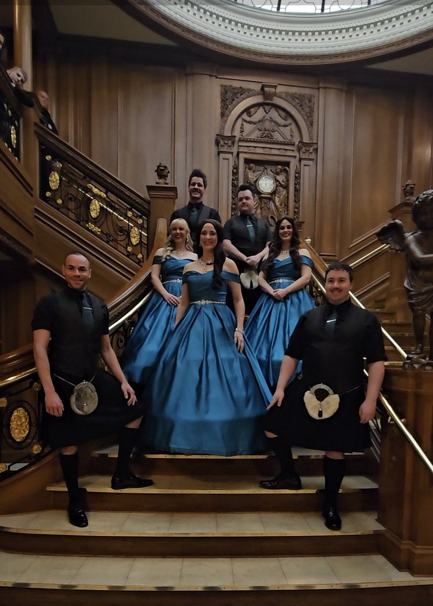 KingsCastleThea's tweet photo. @Titanic_Museum Dublin's Irish Tenors &amp; The Celtic Ladies from King's Castle Theatre performed on the Grand Staircase in Branson at noon on St Patrick's Day 2026. Thank you for having us, we'll see you same time next year! https://t.co/wBShLcuH6D
