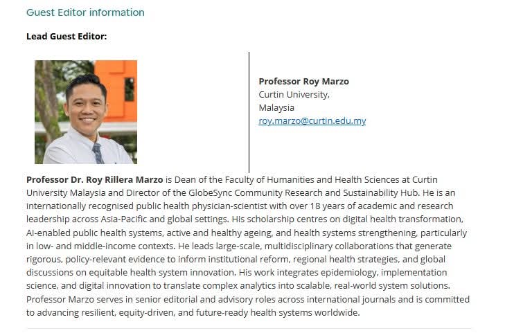 roy_marzo's tweet photo. Special Collection on “Addressing Social Determinants of Health Through Health Systems, Services, and Policy Innovation.”
🔗 Full call for papers: https://t.co/8TfcNSwDTj https://t.co/odvnBDQdne
