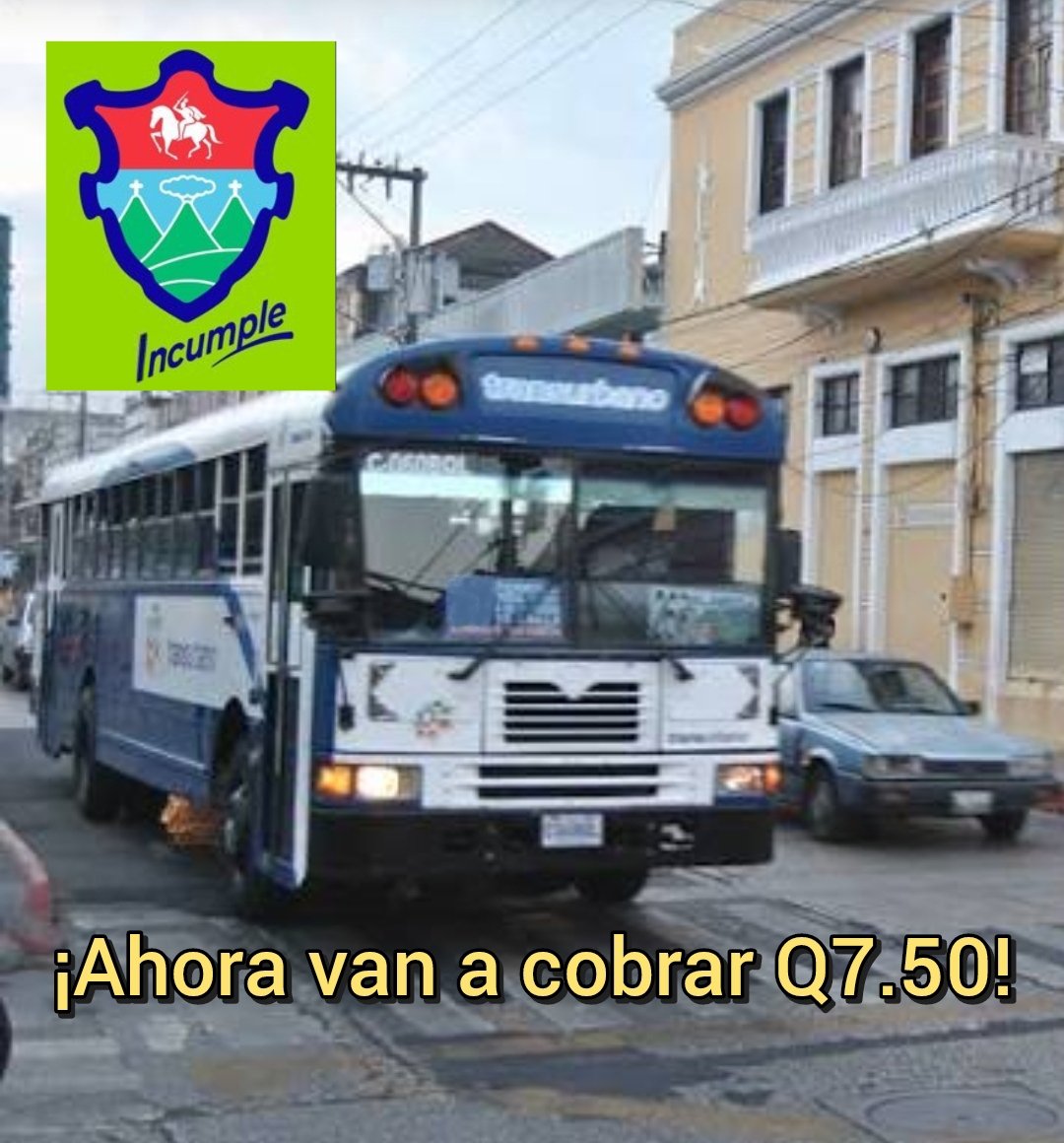Los delincuentes de los Unionistas en la MuniGuate autorizaron el aumento al pasaje en esos buses viejos a Q7.50

Si con Q5.00, las personas gastaban al día Q20.00, ahora van a gastar Q30.00

#NoMasUnionismo
Fuera los Arzú de la #MuniGuate 
#TraficoGT