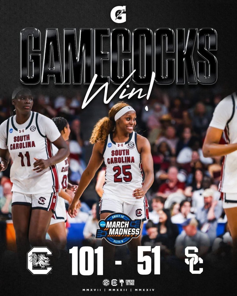 South Carolina ⁦<a href="/GamecockWBB/">South Carolina Women's Basketball</a>⁩ Got the Dub!! Great Game! Sweet 16 Bound. 🔥🔥🔥🔥🔥🔥