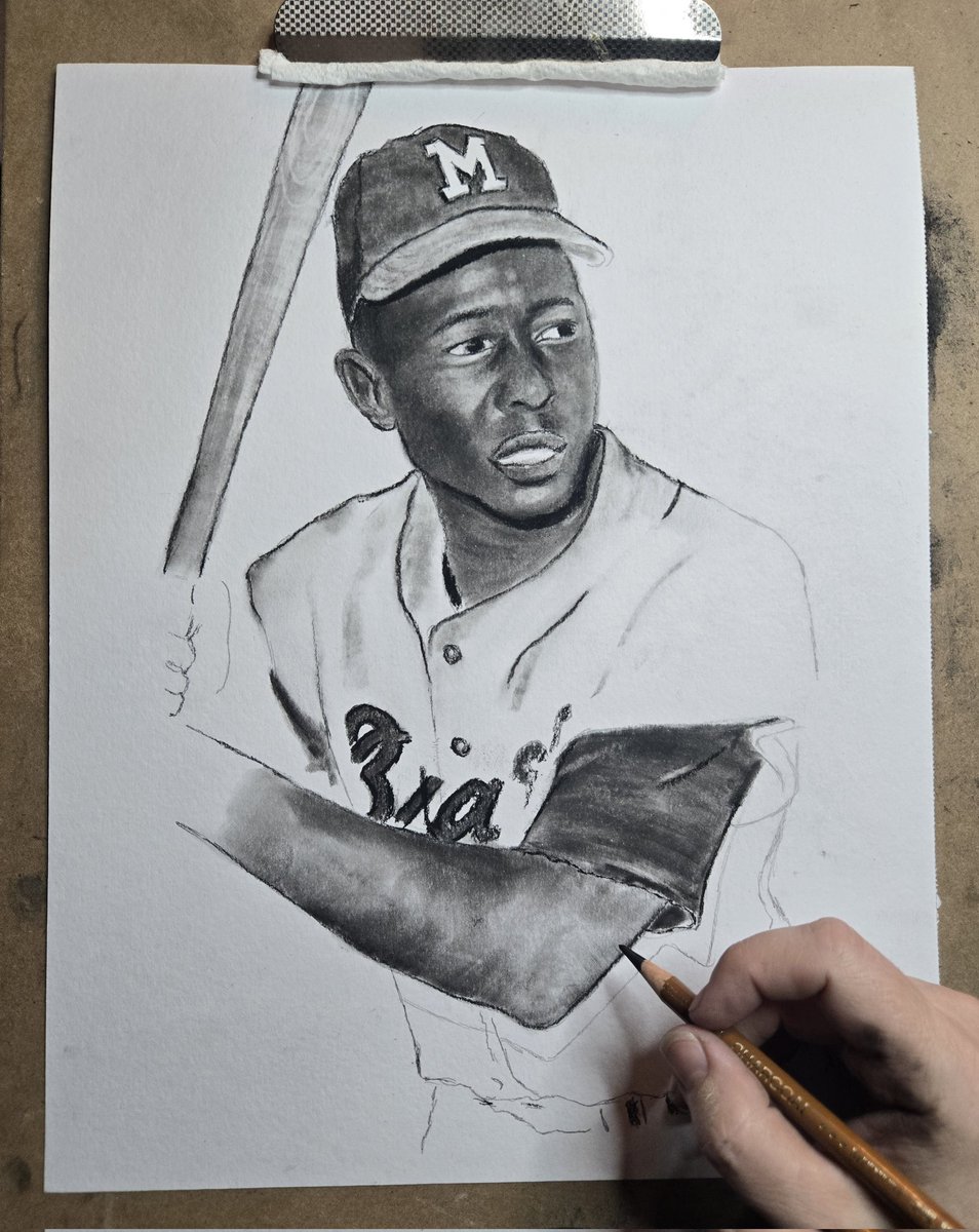 Ang_USL's tweet image. Hank Aaron ⚾️
#charcoal #art #inprogress