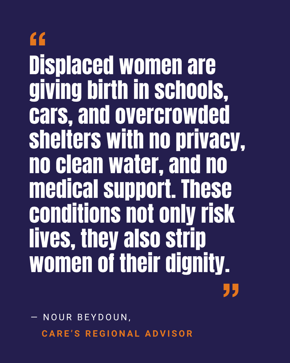CAREAustralia's tweet image. Escalating conflict across the #MiddleEast is placing women and girls at extreme risk, including over 1.6 million pregnant women facing displacement and limited healthcare.

#CARE is responding and calling for civilian protection and humanitarian access: bit.ly/4lKkw69
