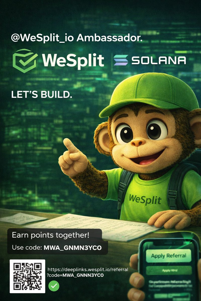 Officially a @WeSplit_io Ambassador. 

Big respect to @paulune_moon for the vision, group finance on Solana just got social and I'm part of the team making it happen. 💚

Let's build.