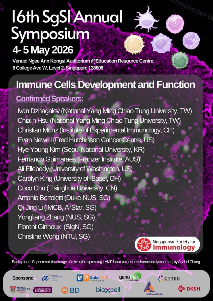 SgSI_Immunology's tweet photo. Last week to submit an abstract for SgSI 2026! Deadline: 31 March 2026
Come and share your work! https://t.co/4qebWeIVBD