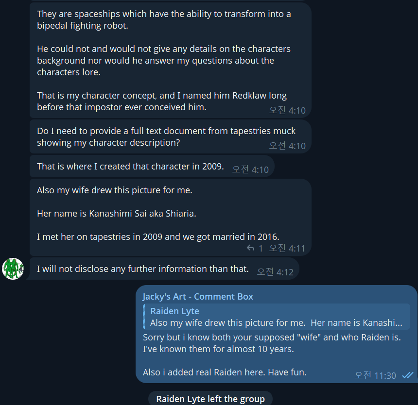 zi0808's tweet photo. [ Impersonator Warning ]
A person claiming to be @RaidenIguana came up on my chat, asking me questions. But i knew the real person for 10+ years. When confronted, they left my chat.

But it seems there's far more going on that what's there
(More in reply) https://t.co/0Kji74Cwlq