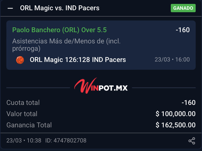 Hoy no apostamos mucho, hermanos. Hoy estuvo muy tranquilo el día, pero ganamos nuestra apuesta fuerte de NBA.

 ¡Vamos, PTM!