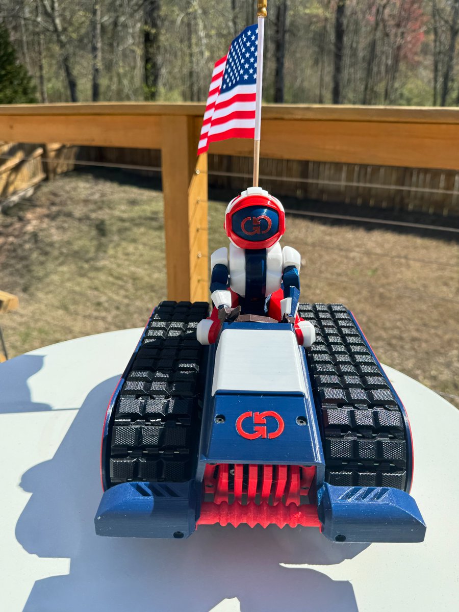 drewrog's tweet image. I've been a busy bee.

This ships out to its forever home this week. Everything but the TPU tracks is recycled PETG from @GreenGate3D  #deathracers #PETG #vroomvroom